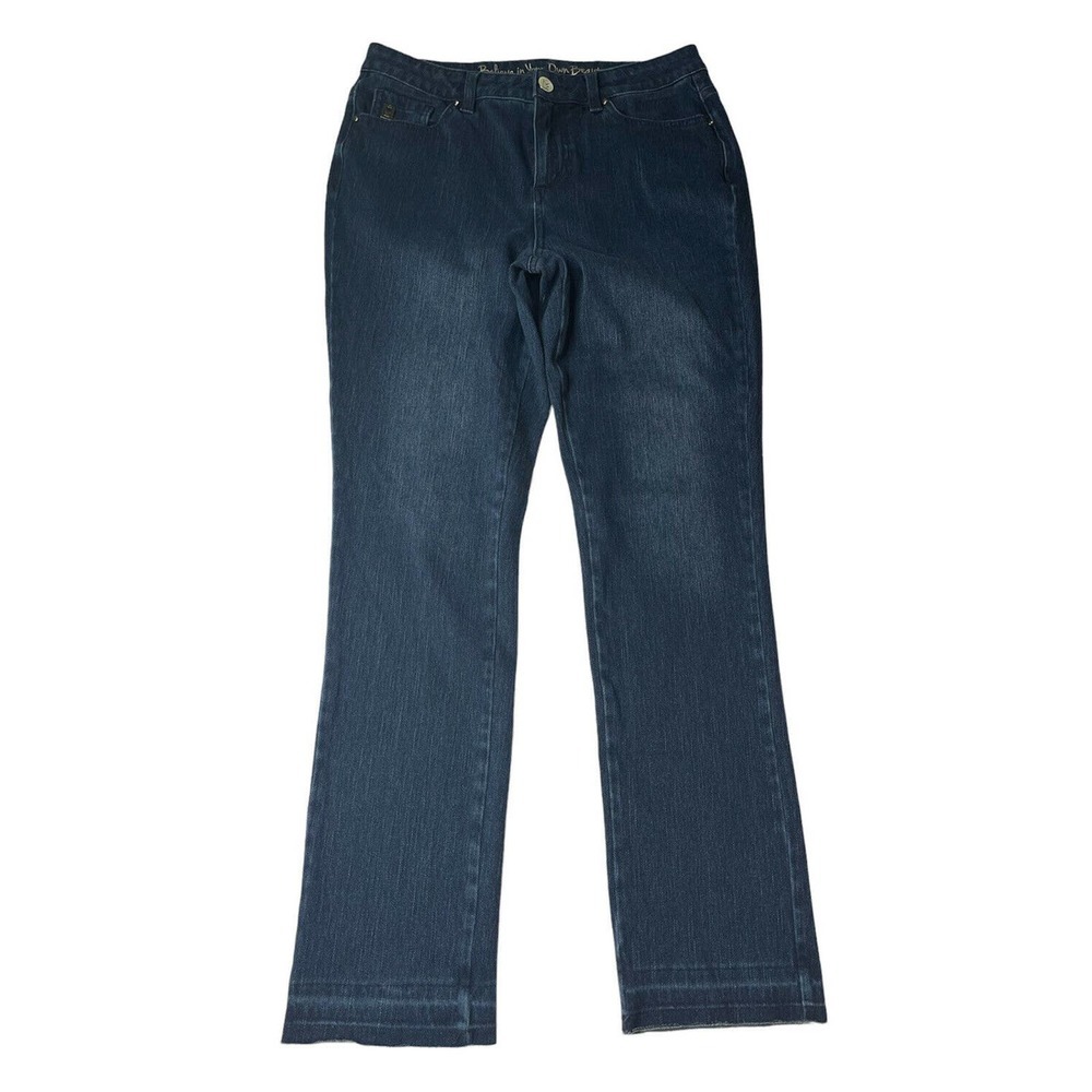 Belle‎ Kim Gravel Womens Stretch Frayed Released Hem Dark Wash Jeans Size 6
